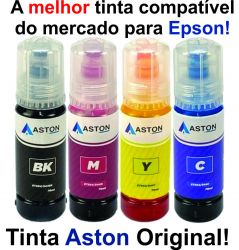Kit 4 Refis de tinta compatível Aston Original 100ml para impressoras Epson EcotanK